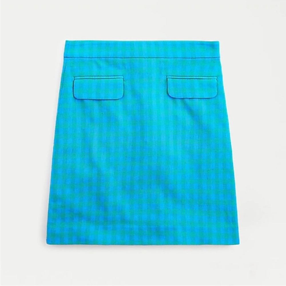 Re-imagined by J Crew size 2. Blue And Green Pencil Skirt With Gingham Checkered